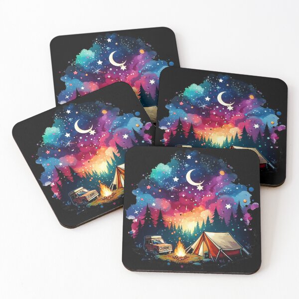 Item preview, Camping Adventure Under Starry Crescent Moon designed and sold by SportsT-Shirts.