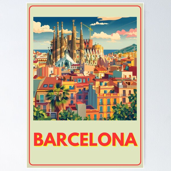 Artikel-Vorschau von Retro-Stadtbild von Barcelona, designt und verkauft von CosyNess.