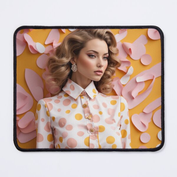 Item preview, feminine woman wearing spring dress with flowers and spots yellow tones designed and sold by Carlos Gudino.