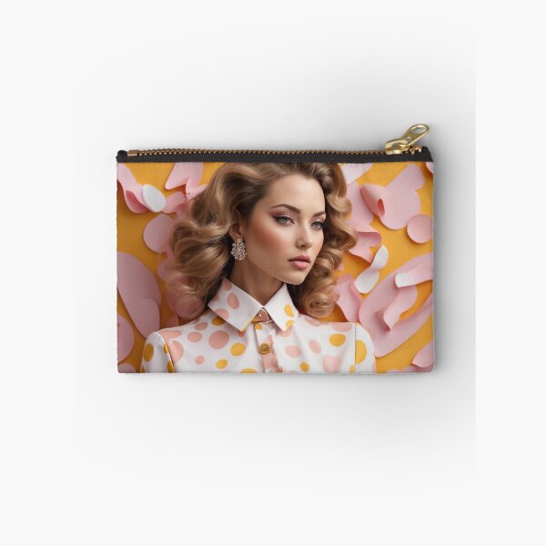 Item preview, feminine woman wearing spring dress with flowers and spots yellow tones designed and sold by Carlos Gudino.