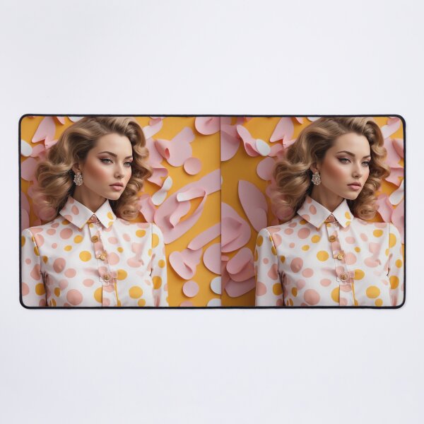 Item preview, feminine woman wearing spring dress with flowers and spots yellow tones designed and sold by Carlos Gudino.