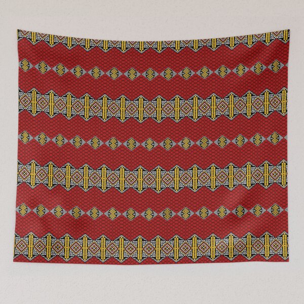 Item preview, red saree pattern rectangular indigenous identity Asian fabric patterns are beautiful and attractive. designed and sold by ThawanTarnnoy.