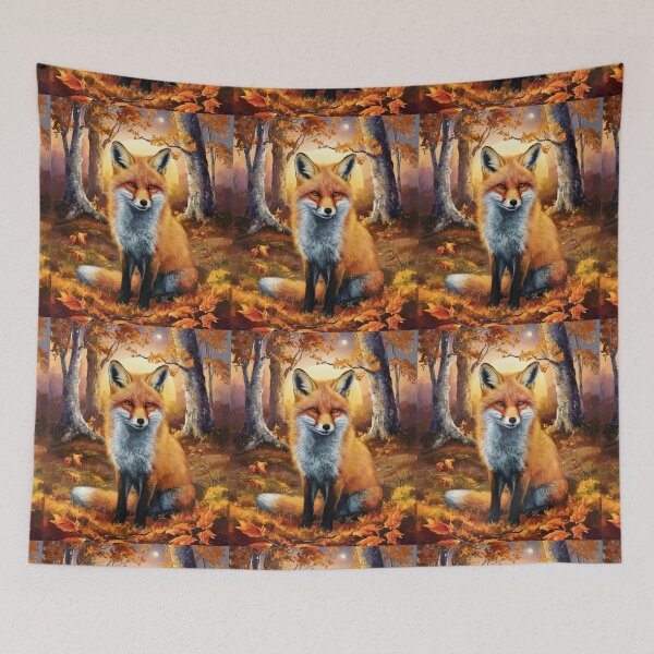 Item preview, Fox Portrait. Fall fox, floral fox, vintage fox, fox painting, Rembrandt van Rijnstyle designed and sold by FoxVibes.