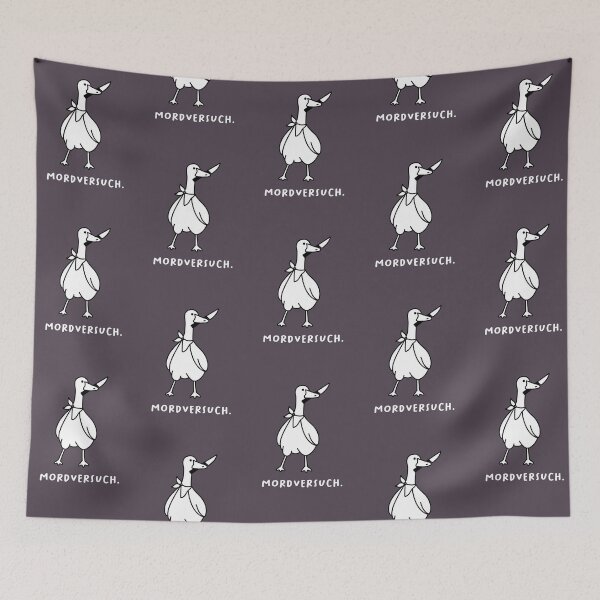 Item preview, Versuchter Mord | Illustration of a cute goose carrying a knife designed and sold by RM-Journey.