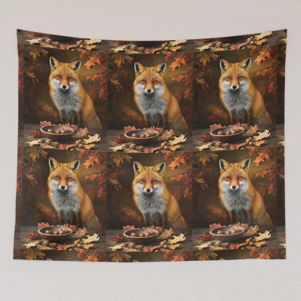 Item preview, Fox Portrait. Fall fox, floral fox, vintage fox, fox painting, Rembrandt van Rijnstyle designed and sold by FoxVibes.