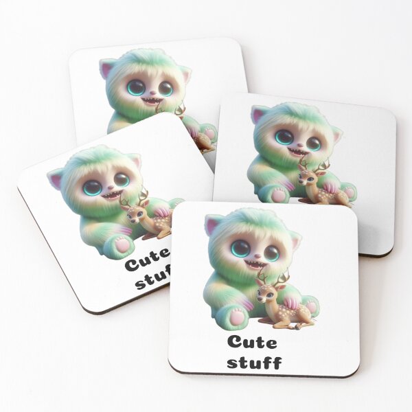 Item preview, Light Green Ombre Cute Furry Monster with baby deer designed and sold by EmeraldCauldren.