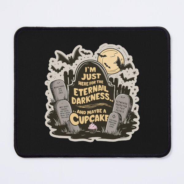 Item preview, ''Im Just Here For The Eternal Darkness and Cupcake'' Cute Funny Vintage Goth Halloween T-Shirt designed and sold by Witty Shirts.