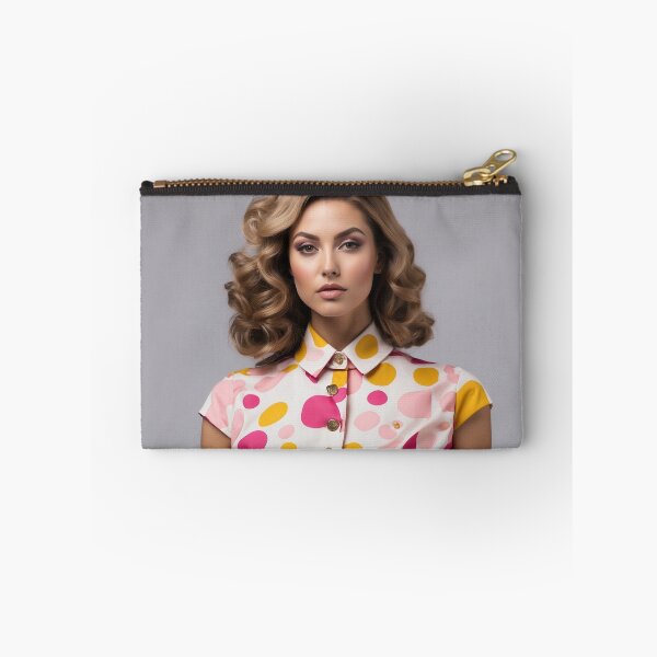 Item preview, feminine young woman wearing summer dress with spots pink and yellow tones designed and sold by Carlos Gudino.