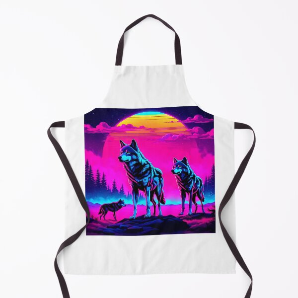 Item preview, retro wolves, synthwave wolves, vaporwave wolves designed and sold by RetroThreadedTs.