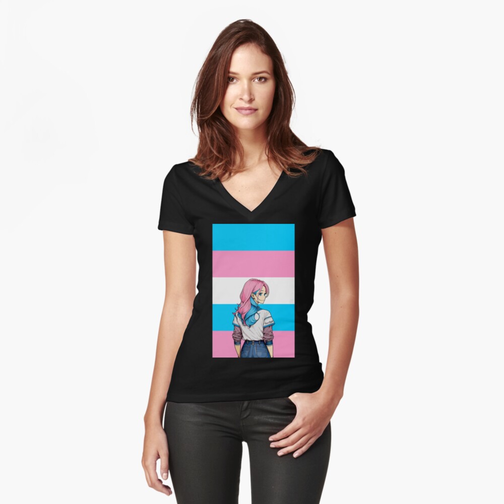 Vista previa del artículo con la obra «Camiseta entallada de cuello en V», diseñado y vendido por FotoLibreStudio.