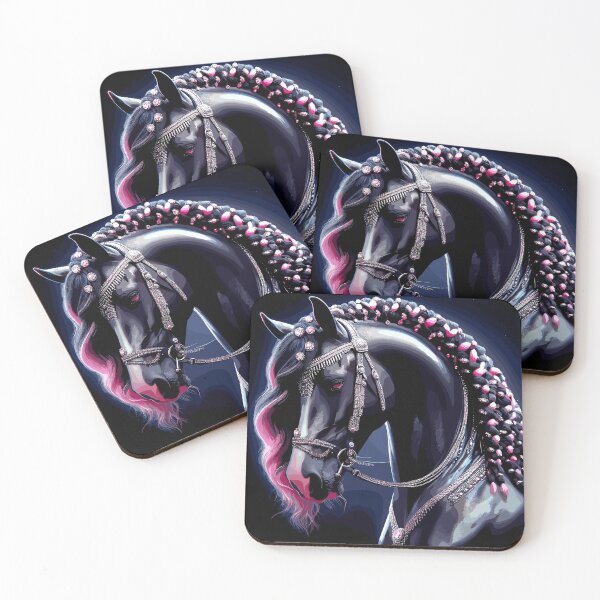 Artikelvorschau, Schönes schwarzes Pferd mit rosa Haaren entworfen und verkauft von Artbyminga.