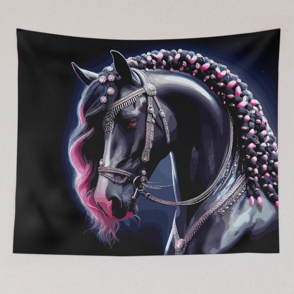Artikelvorschau, Schönes schwarzes Pferd mit rosa Haaren entworfen und verkauft von Artbyminga.