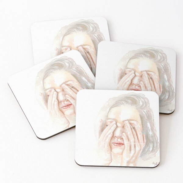 Item preview, 'stuck in circles' - watercolour painting, female portrait designed and sold by sarahkianaart.