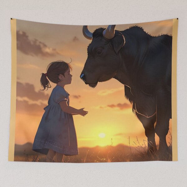 Item preview, Little girl and bull Camargue designed and sold by Astralia.