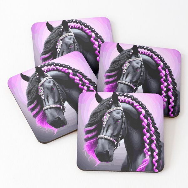 Artikelvorschau, Schönes schwarzes Pferd mit rosa und schwarzem Haar entworfen und verkauft von Artbyminga.
