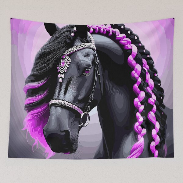 Artikelvorschau, Schönes schwarzes Pferd mit rosa und schwarzem Haar entworfen und verkauft von Artbyminga.