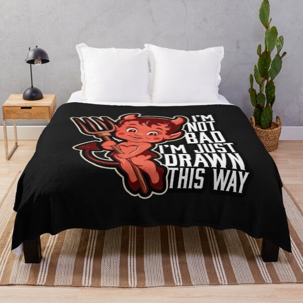 Item preview, ''I'm Not Bad, I'm Just Drawn This Way'' Vintage Cute Devil T-Shirt designed and sold by Witty Shirts.