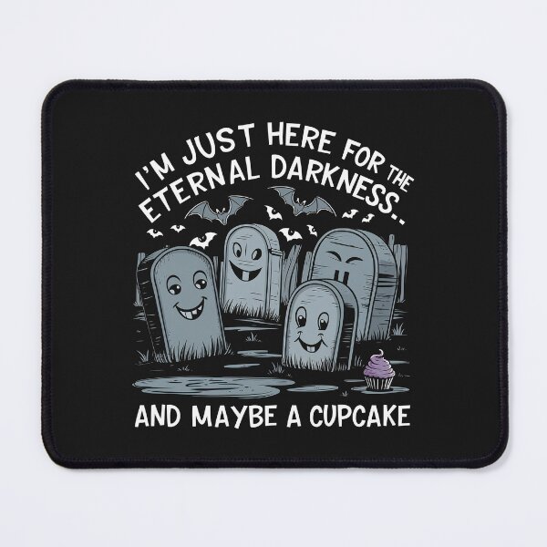 Item preview, ''Im Just Here For The Eternal Darkness and Cupcake'' Cute Funny Vintage Goth Halloween T-Shirt designed and sold by Witty Shirts.