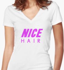 Nice Hair Women's Fitted V-Neck T-Shirt