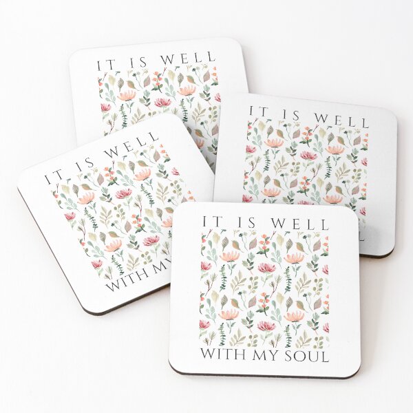 Item preview, It Is Well With My Soul Floral Pattern Christian Phrase designed and sold by ThePinkProject.