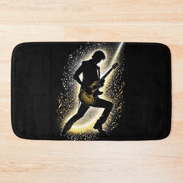 Item preview, Guitarist silhouette and gold notes designed and sold by Artbellachi.