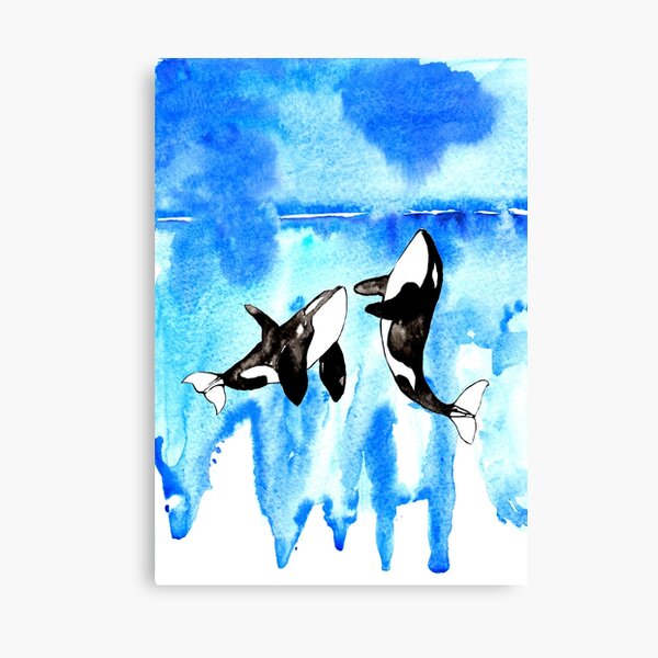 Orca whale in martini glass watercolor  Sticker for Sale by Maryna Salagub