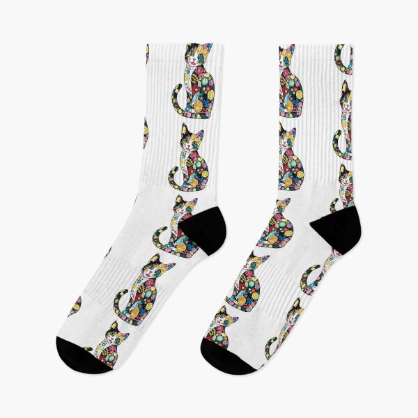 Item preview, Flower patterned Colico cat designed and sold by BlissfulBlossom.