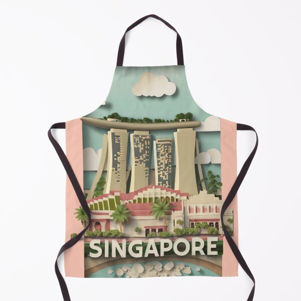 Item preview, Singapore Skyline - Vintage Asian Travel Poster designed and sold by Emaga Digital Studio.