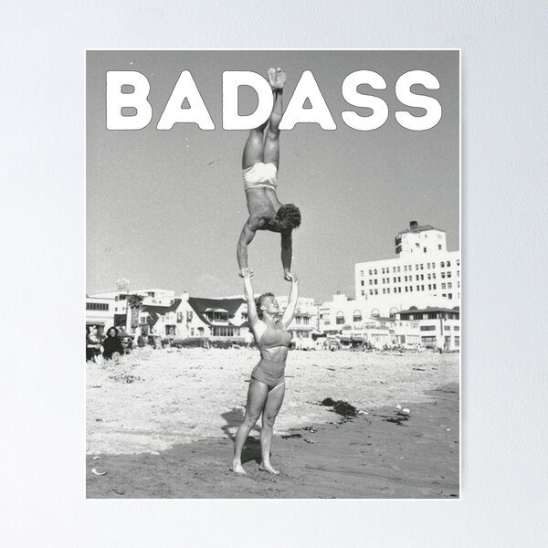 Item preview, Badass - Vintage Muscle Beach Strong Woman Poster  designed and sold by TeeKid.