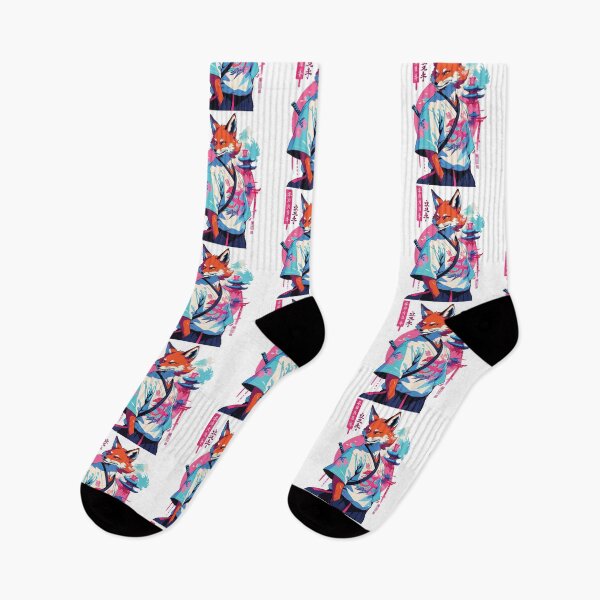 Item preview, Kitsune Samurai Fox Aesthetic Vaporwave Style designed and sold by LuminOrb.