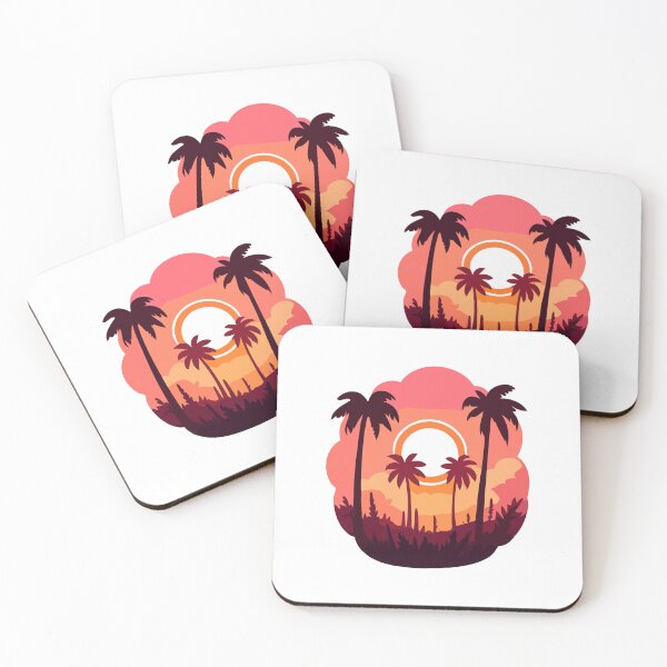 Item preview, Tropical Sunset Silhouette - Kawaii Palm Tree Landscape designed and sold by Akioos.