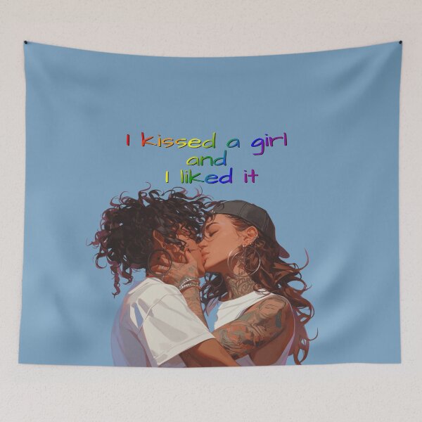 Item preview, I Kissed A Girl and I Liked It Rainbow Pride Flag Colors, Inked Lesbian Pride Design  designed and sold by Travelslightly.