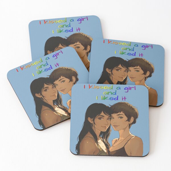 Item preview, I Kissed A Girl and I Liked It Rainbow Pride Flag Colors, Anime Lesbian Pride Design  designed and sold by Travelslightly.