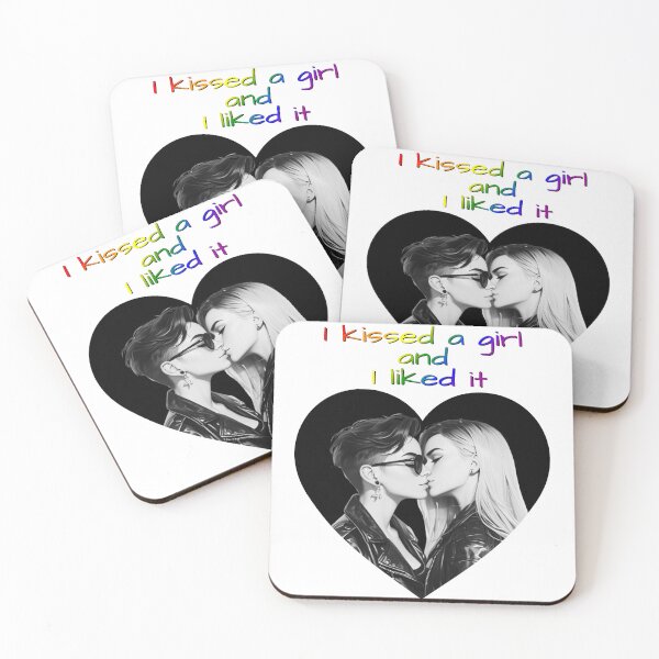 Item preview,  Kissed A Girl and I Liked It Rainbow Pride Flag Colors, Black and White Lesbian Pride Design  designed and sold by Travelslightly.