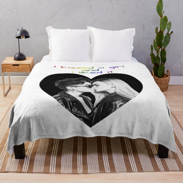 Item preview, Kissed A Girl and I Liked It Rainbow Pride Flag Colors, Black and White Lesbian Pride Design designed and sold by Travelslightly.