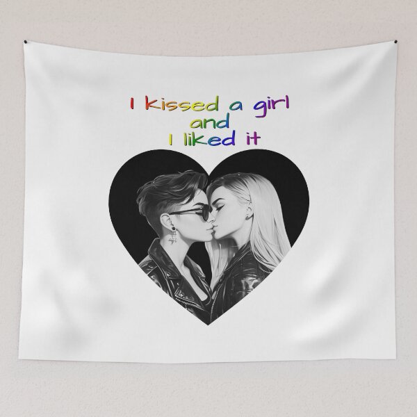 Item preview,  Kissed A Girl and I Liked It Rainbow Pride Flag Colors, Black and White Lesbian Pride Design  designed and sold by Travelslightly.