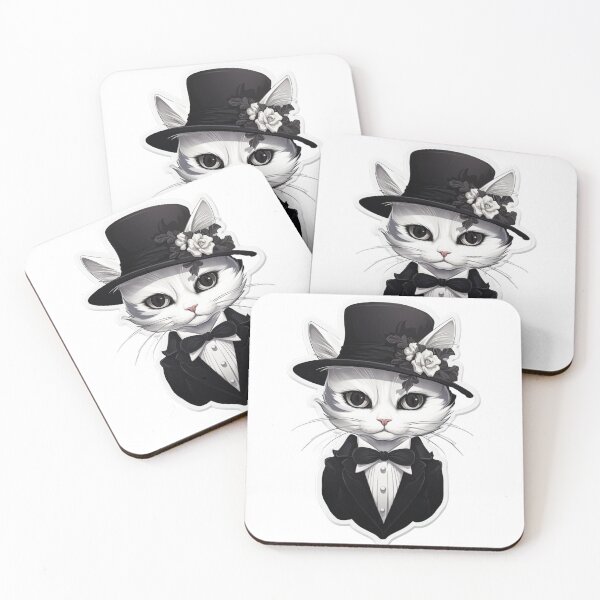 Item preview, Black and white Cat sticker, elegant cat sticker, white cat dressed smart, groom cat, wedding cat designed and sold by MonicaGoDesign.