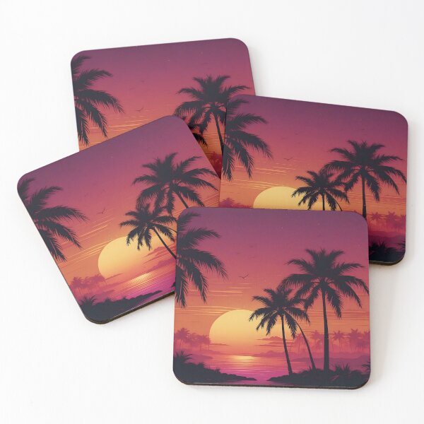 Item preview, Serene Tropical Sunset Over Palm Tree Beach designed and sold by ArtComixHaven.