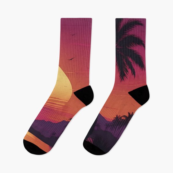 Item preview, Tropical Sunset Over Palm Tree-Lined Horizon designed and sold by ArtComixHaven.