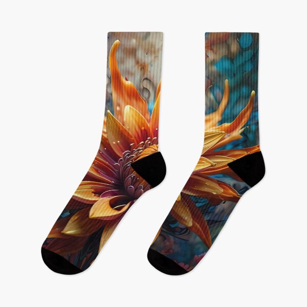 Item preview, Orange Flower Blossom Bloom on a Watery Blue Aquatic Background designed and sold by FocusedArt.