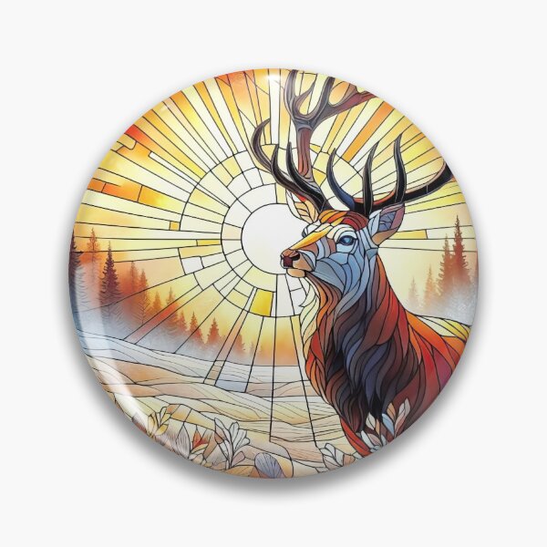 Item preview, Stag at Sunrise Red Deer Hart Stained Glass designed and sold by LazioJoe.