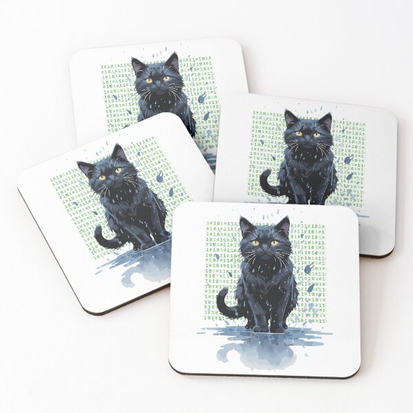 Item preview, Matrix Inspired Cat Showcasing a Black Cat Under Rain designed and sold by shuttermarket.