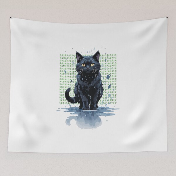 Item preview, Matrix Inspired Cat Showcasing a Black Cat Under Rain designed and sold by shuttermarket.