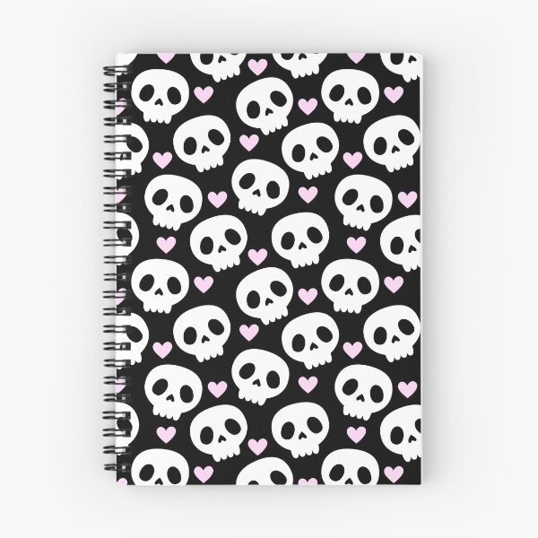 Item preview, Kawaii Skull Hearts Pastel Goth Creepy Cute Spooky Skeleton Black Pink and White Pattern designed and sold by StudioWhimsey.