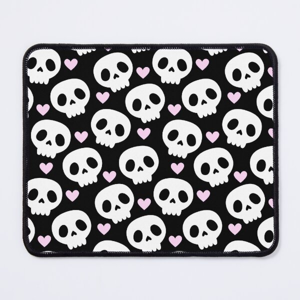 Item preview, Kawaii Skull Hearts Pastel Goth Creepy Cute Spooky Skeleton Black Pink and White Pattern designed and sold by StudioWhimsey.