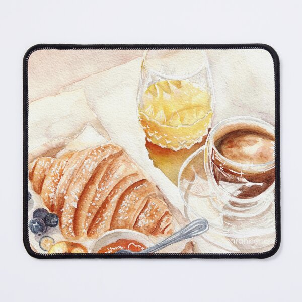 Item preview, 'un petit déjeuner français' - watercolour painting, food art designed and sold by sarahkianaart.