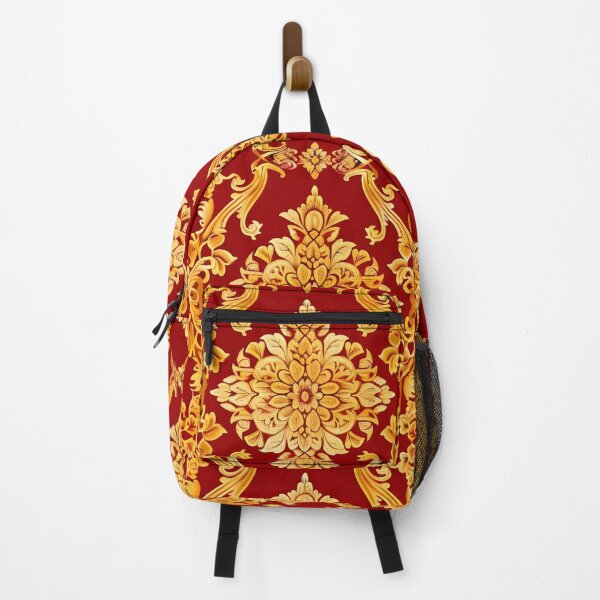 Item preview, Seamless pattern of traditional Thai floral motifs in gold and red designed and sold by DMay-art.