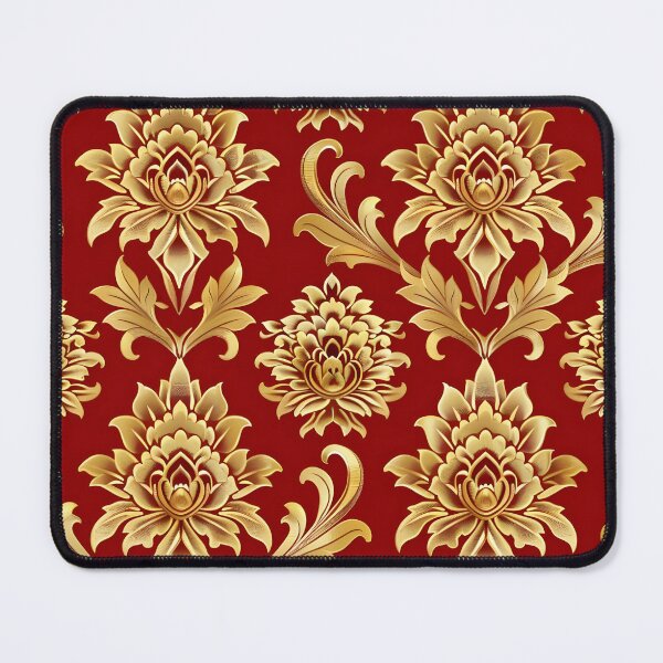 Item preview, Seamless pattern of traditional Thai floral motifs in gold and red designed and sold by DMay-art.