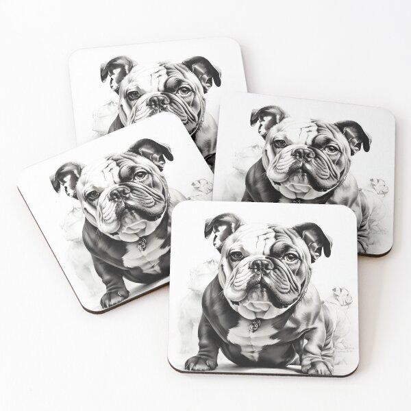 Item preview, Black and white bulldog pencil drawing designed and sold by Pencil-Art.