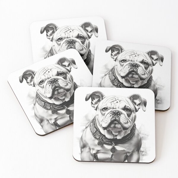 Item preview, Black and white bulldog pencil drawing designed and sold by Pencil-Art.
